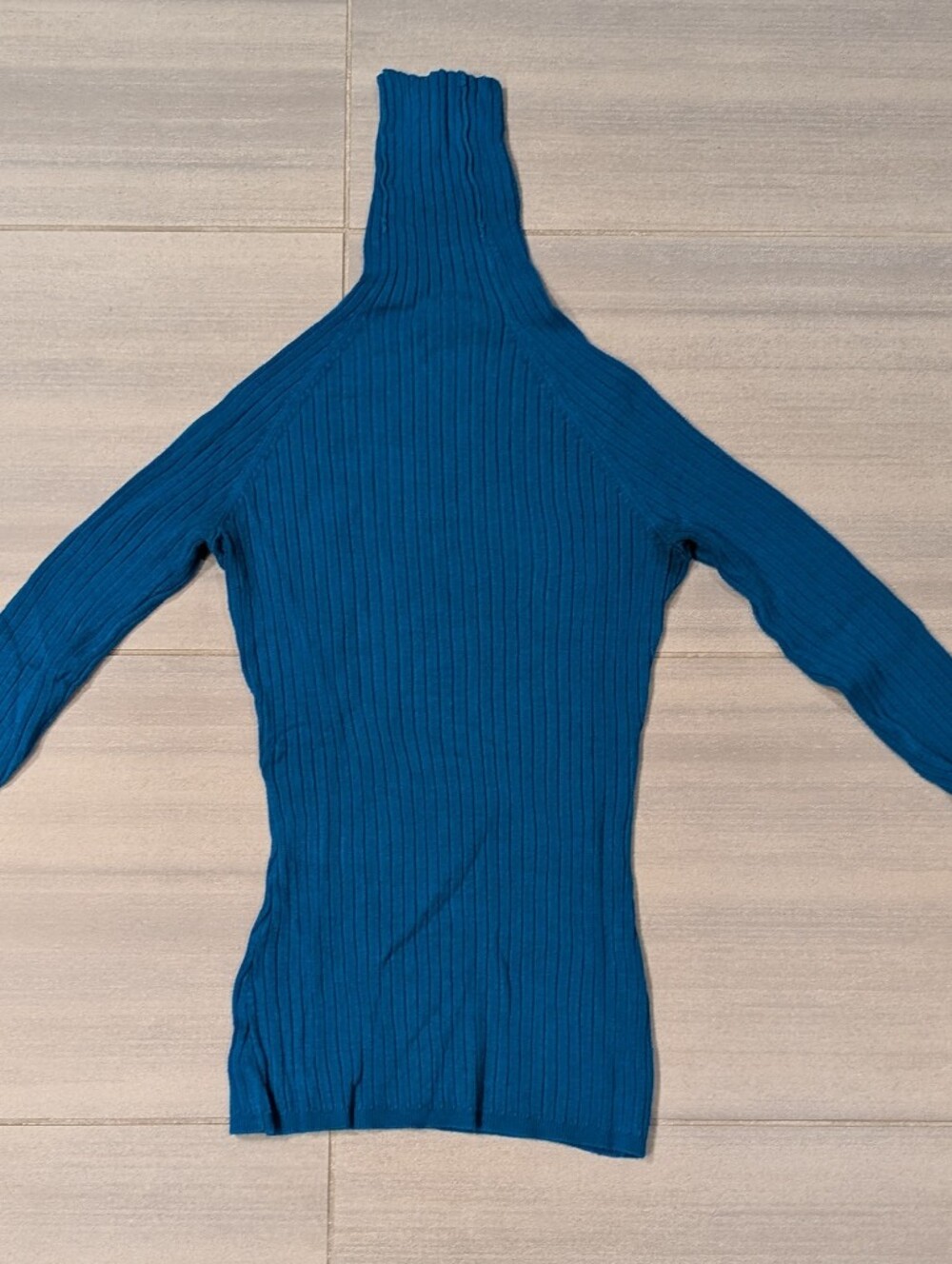 Slim Ribbed Long-Sleeve Sweater Dress - Blue